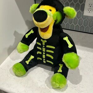 Disney Store Exclusive Tigger Neon Green Skeleton Costume 15” Plush